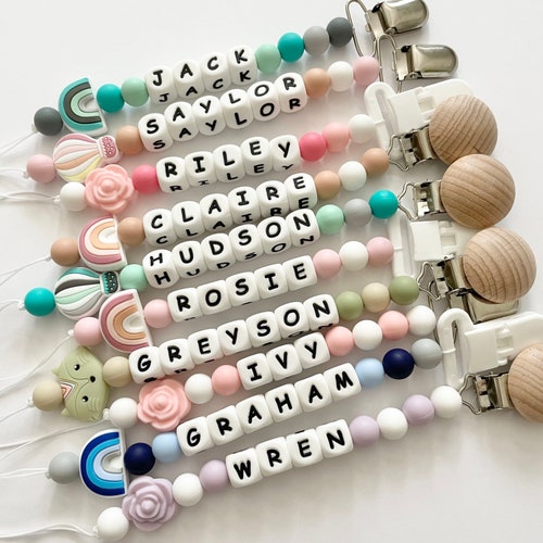 Pacifier Clip Personalized Pacifier Clip With Name Silicone Etsy