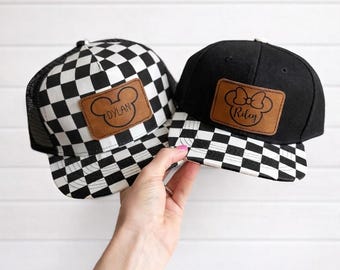 Personalized Infant, Kids, and Adult Hat, Leather Patch, Customize, Disneyland Accessory, Mouse Patch