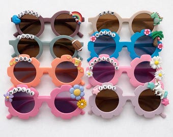 Gafas de sol personalizadas con forma de margarita para niños, gafas personalizadas con flores para bebés.