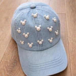 Denim Pearl Mickey Baseball or Trucker Hat, Women’s and Teen, Magic Kingdom, Multiple Colors and Styles, Disneyland