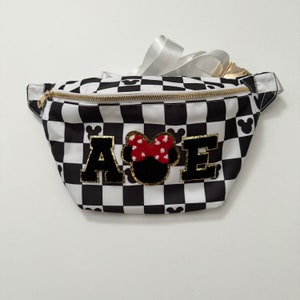 Jumbo Fanny Pack Disney Black and White Check, Nylon, Disneyland Accessory, Colored Checkered, Belt Bag image 4