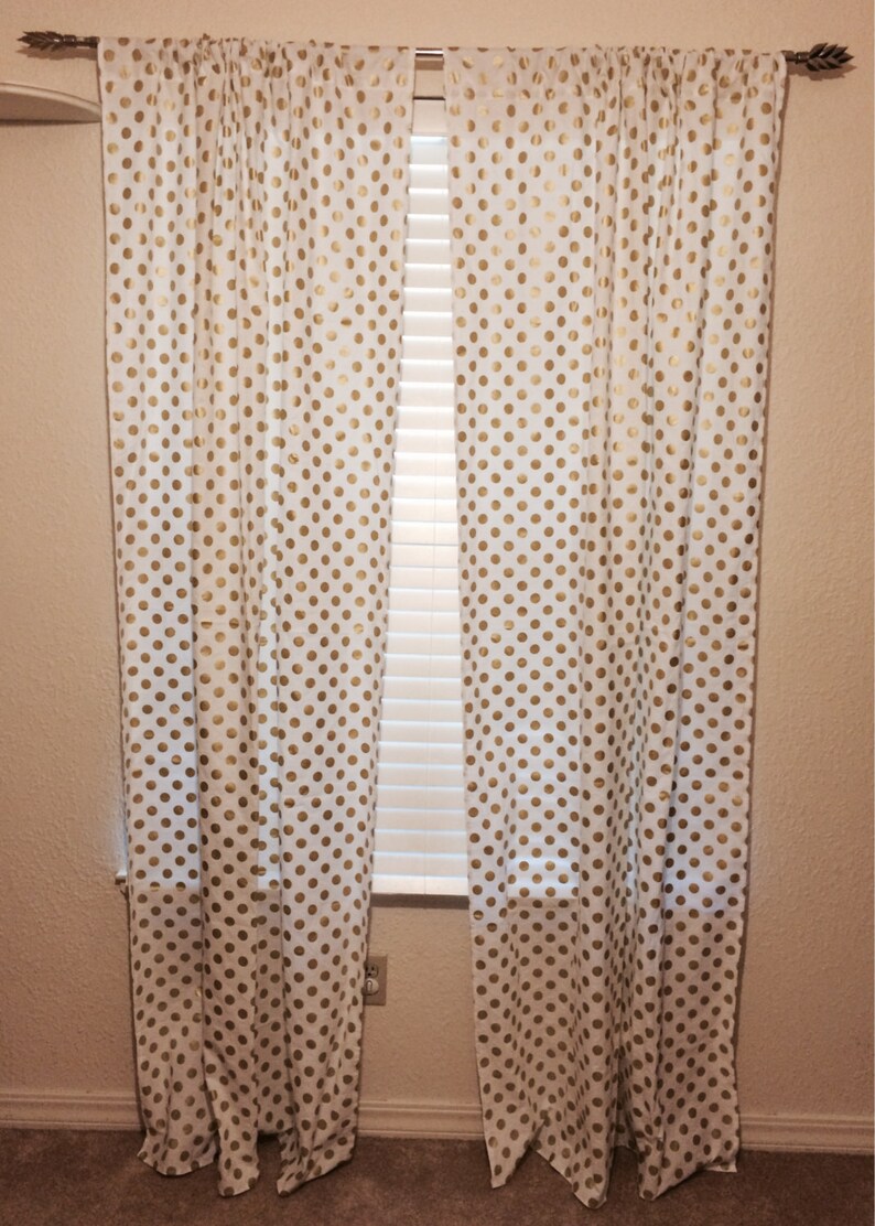 White With Gold Dots Curtains Panels Michael Miller Glitz 50