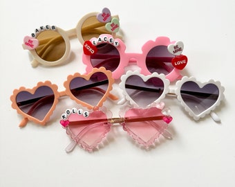 Valentine's Day Personalized Sunglasses for Kids, Daisy Glasses, Toddler Glasses, Custom Sunglasses, Flower Sunglasses, Heart Sunglasses