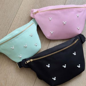 Pearl Mickey Head Disney Fanny Pack; Multiple Colors, Disneyland Accessory, Women’s and Teen Bum Bag