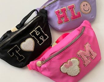 Personalized Women's & Teen Nylon Fanny Pack, Varsity Letters, Patches, Disneyland Accessory