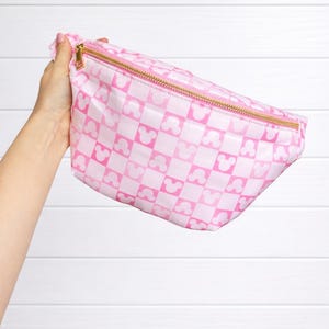 Jumbo Bauchtasche; Pink kariert, Disney, Nylon, Disneyland Accessoire, Gürteltasche, Magic Kingdom