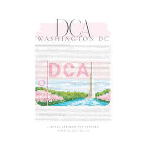 Washington DCA Airport Gepäckanhänger Nadelspitze Muster PDF Download | 18 Mesh 4x4 | Druckbare Leinwand