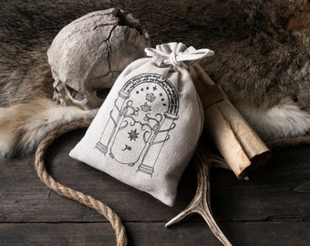 Middle Earth Gate of Moria Inspired Drawstring Bag - Realm of Tolkien Elvish Related Ingredients Storage Sack Gift