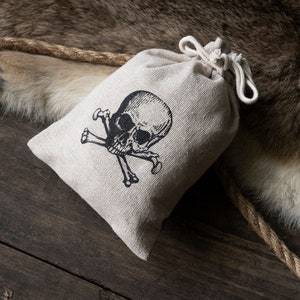 Skull and Bones Poison Drawstring Bag - Jolly Roger Death Flag Pirate Satchel
