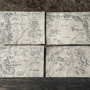 4 cartes de la Montagne Bleue et de l'Eriador - Parchemins du royaume de Tolkien