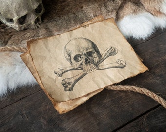 Disegno di bandiera pirata vintage su carta fatta a mano - Pergamena ispirata a Jolly Roger
