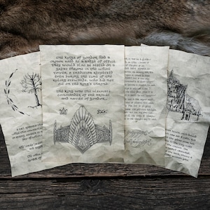 4 páginas inspiradas en Gondor y Minas Tirith en A5 - Pergaminos del reino de Tolkien