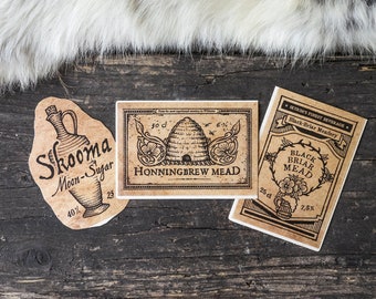 3 Skyrim Beverages Stickers - Skooma, Honningbrew and Black-Briar Mead