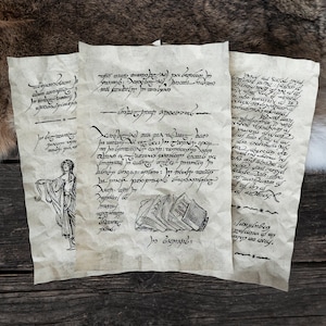 3 von Elben inspirierte Seiten auf A4 – Set I – Schriftrollen aus dem Reich von Tolkien