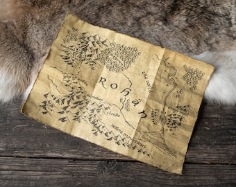 Carte du Riddermark Rohan sur papier fait main - Rouleaux du royaume de Tolkien