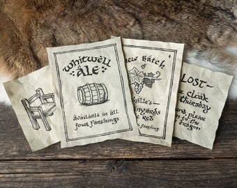 4 opuscoli ispirati agli Hobbit di Shire Farthing - Set I - Pergamene dal regno di Tolkien