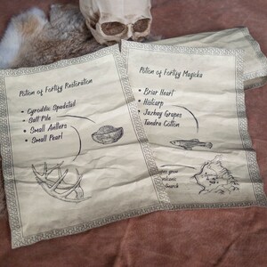 3 Skyrim Magic Alchemy Inspired Scrolls - Destruction, Restoration and fortify Magicka image 2