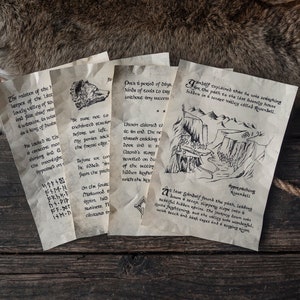 4 Beutelsend Hobbit inspirierte Seiten auf A5 - Schriftrollen aus dem Reich von Tolkien