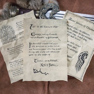 3 páginas inspiradas en Rohan - Pergaminos del reino de Tolkien