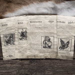 4 pages Démons de l'Ars Goetia - Ensemble I - Entrées du journal de démonologie Grimoire