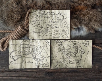 3 Maps of Tamriel - Elder Scrolls Inspired Scrolls