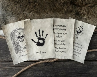 4 Skyrim Dark Brotherhood Inspired Scrolls - We Know, Sanctuary Door, Tenets and Sacrament