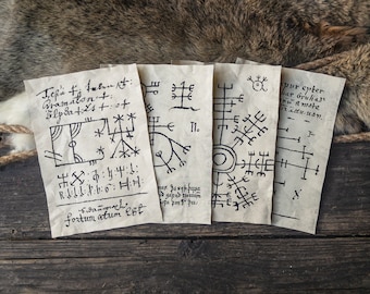 4 Icelandic Magical Staves Witchcraft Pages - Galdrabok Journal Entries