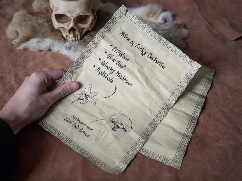3 Skyrim Magic Alchemy Inspired Scrolls - Destruction, Restoration and fortify Magicka image 3