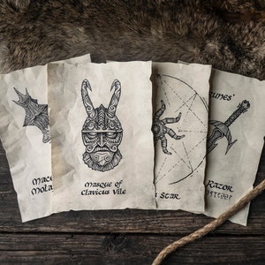 4 Daedric Artifact Pages - Elder Scrolls Oblivion & Skyrim Inspired Scrolls