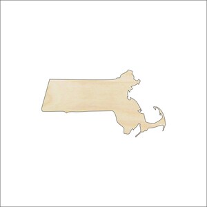 Massachusetes State - Wood Craft Shape Laser Cut Out & Unfinished DIY Craft Supply  STAT69