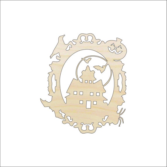 Design Haunted House - Laser Cut Out Unfinished Wood Craft Shape FAL80 Design Haunted House - Laser Cut Out Unfinished Wood Craft Shape FAL80