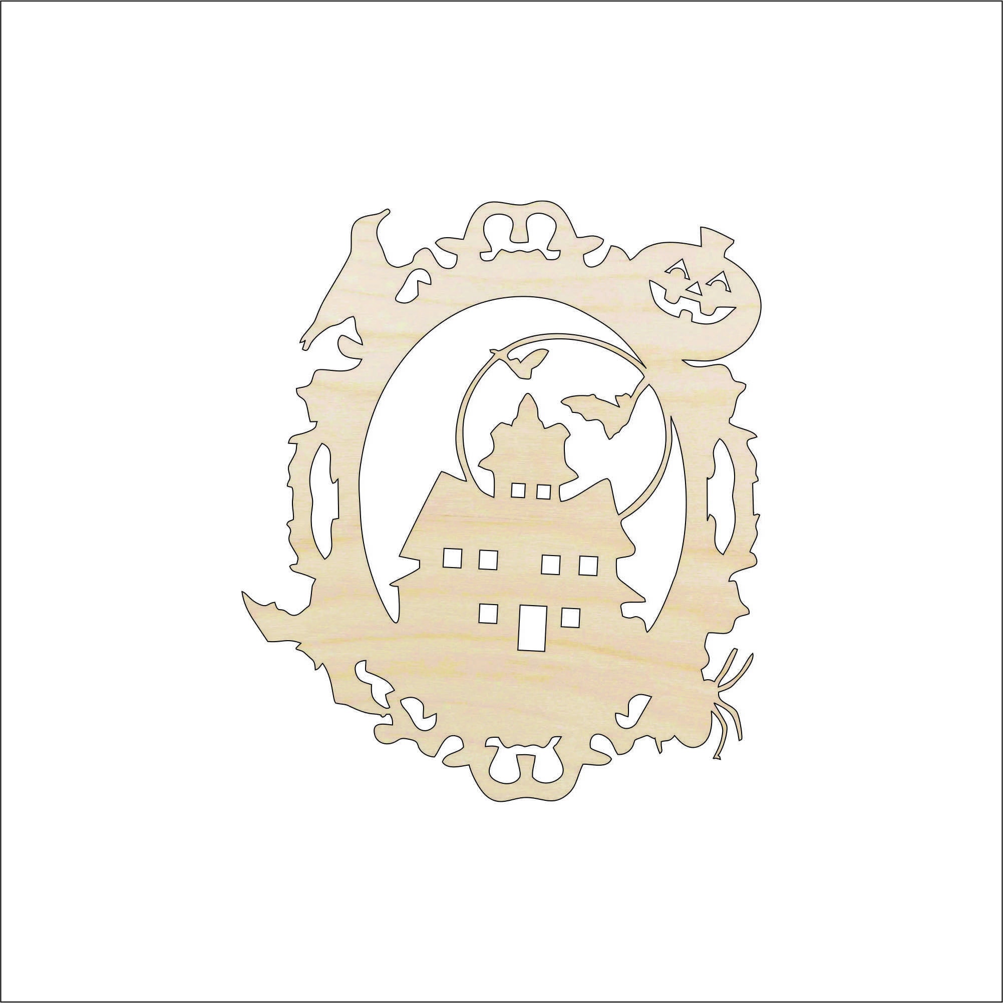 Design Haunted House - Laser Cut Out Unfinished Wood Craft Shape FAL80 Design Haunted House - Laser Cut Out Unfinished Wood Craft Shape FAL80