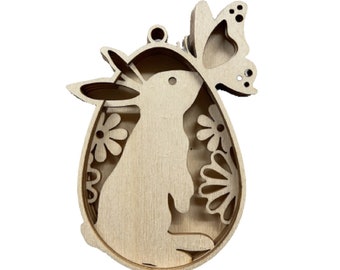 3D Ornament Bunny 5 Pieces Laser Cut Out Unfinished ORN274 3D Ornament Bunny 5 Pieces Laser Cut Out Unfinished ORN274