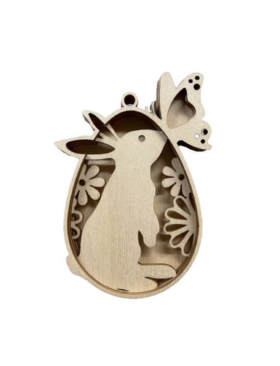 3D Ornament Bunny 5 Pieces Laser Cut Out Unfinished ORN274 3D Ornament Bunny 5 Pieces Laser Cut Out Unfinished ORN274