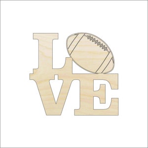 Word Love Football - Laser Cut Out Unfinished Wood Craft Shape SPT610 Word Love Football - Laser Cut Out Unfinished Wood Craft Shape SPT610