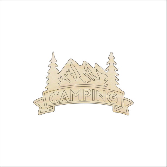 Sign Camping - Laser Cut Out Unfinished Wood Craft Shape TRP65 Sign Camping - Laser Cut Out Unfinished Wood Craft Shape TRP65