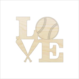 Sport Baseball Love - Laser Cut Out Unfinished Wood Craft Shape SPT374 Sport Baseball Love - Laser Cut Out Unfinished Wood Craft Shape SPT374