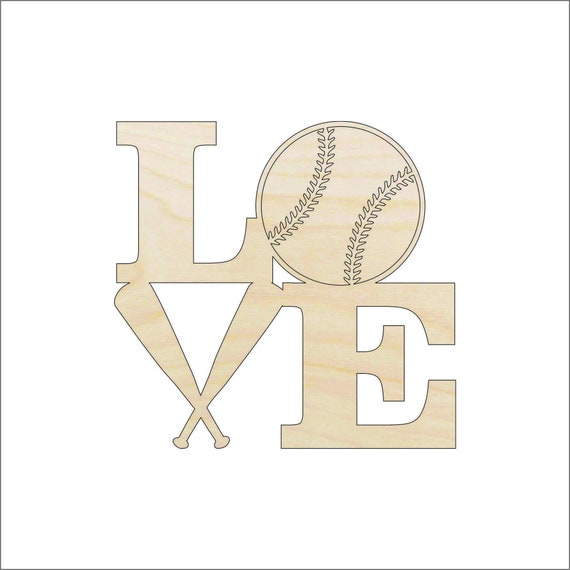 Sport Baseball Love - Laser Cut Out Unfinished Wood Craft Shape SPT374 Sport Baseball Love - Laser Cut Out Unfinished Wood Craft Shape SPT374