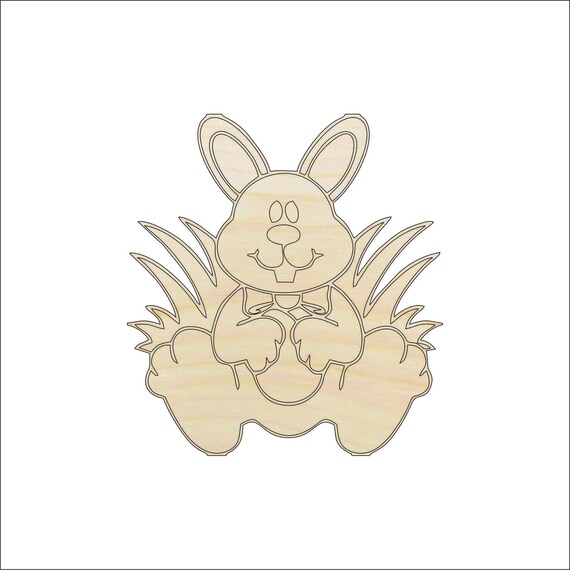 Bunny - Laser Cut Out Unfinished Wood Craft Shape ESR6 Bunny - Laser Cut Out Unfinished Wood Craft Shape ESR6