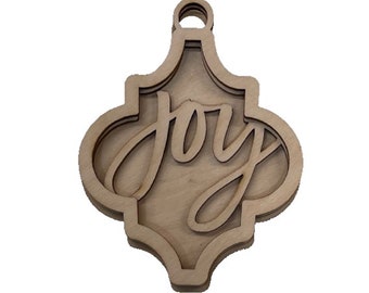 3D Ornament Joy 3 Pieces Laser Cut Out Unfinished ORN152 3D Ornament Joy 3 Pieces Laser Cut Out Unfinished ORN152