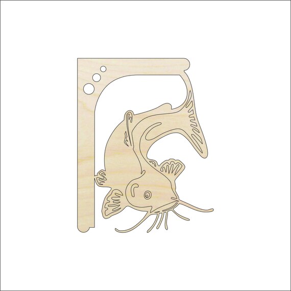 Shelf Bracket Catfish - Laser Cut Out Unfinished Wood Craft Shape SHLF15 Shelf Bracket Catfish - Laser Cut Out Unfinished Wood Craft Shape SHLF15