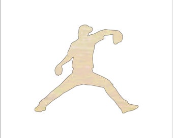 Sport Baseball Pitcher - Laser Cut Out Unfinished Wood Craft Shape SPT636 Sport Baseball Pitcher - Laser Cut Out Unfinished Wood Craft Shape SPT636