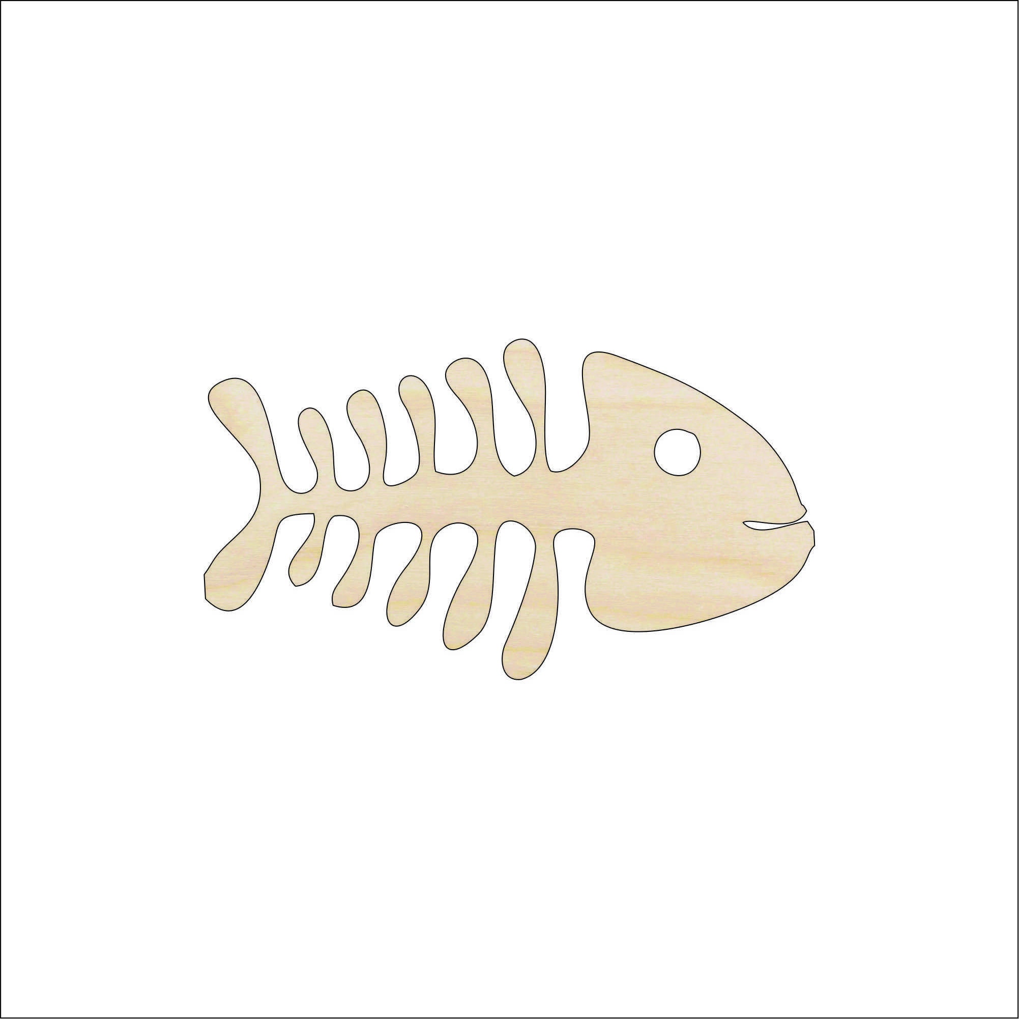 Fish Skeleton - Laser Cut Out Unfinished Wood Craft Shape FSH41 Fish Skeleton - Laser Cut Out Unfinished Wood Craft Shape FSH41