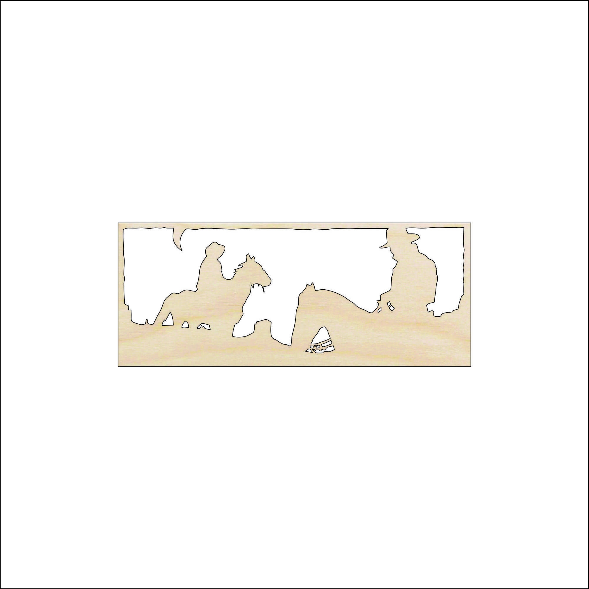 Scene Cowboy - Laser Cut Out Unfinished Wood Craft Shape HRS64 Scene Cowboy - Laser Cut Out Unfinished Wood Craft Shape HRS64