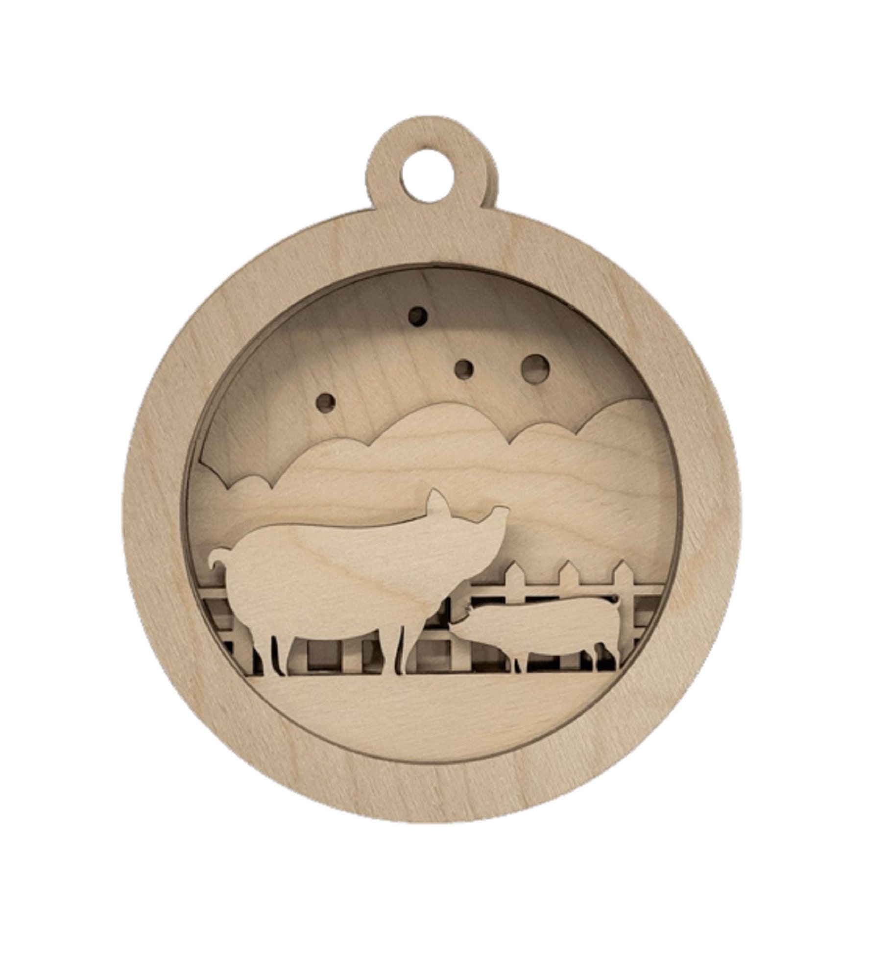 3D Ornament Pig 6 Pieces Laser Cut Out Unfinished ORN127 3D Ornament Pig 6 Pieces Laser Cut Out Unfinished ORN127
