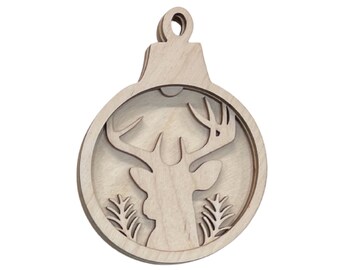3D Ornament Deer 3 Pieces Laser Cut Out Unfinished ORN46 3D Ornament Deer 3 Pieces Laser Cut Out Unfinished ORN46