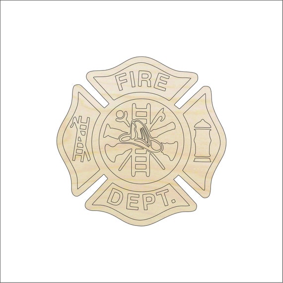 Badge Fire Dept. - Laser Cut Out Unfinished Wood Craft Shape BDG10 Badge Fire Dept. - Laser Cut Out Unfinished Wood Craft Shape BDG10