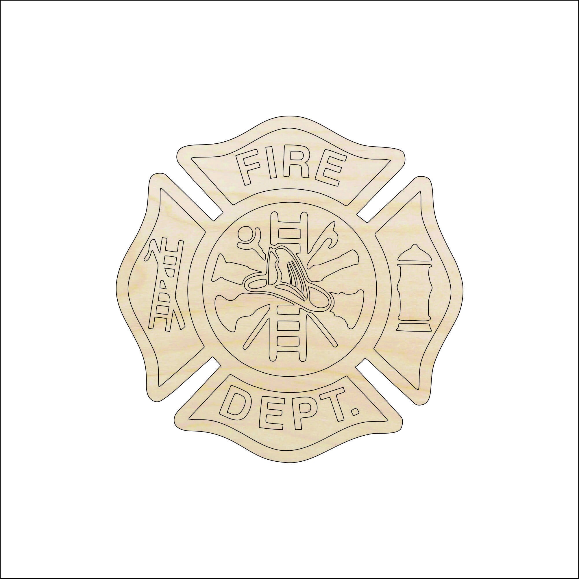 Badge Fire Dept. - Laser Cut Out Unfinished Wood Craft Shape BDG10 Badge Fire Dept. - Laser Cut Out Unfinished Wood Craft Shape BDG10