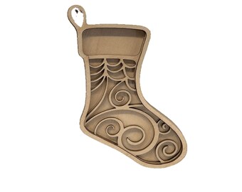 3D Ornament Stocking 3 Pieces Laser Cut Out Unfinished ORN86 3D Ornament Stocking 3 Pieces Laser Cut Out Unfinished ORN86