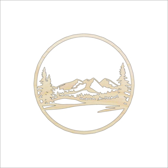 Scene Mountain - Laser Cut Out Unfinished Wood Craft Shape XTR2 Scene Mountain - Laser Cut Out Unfinished Wood Craft Shape XTR2